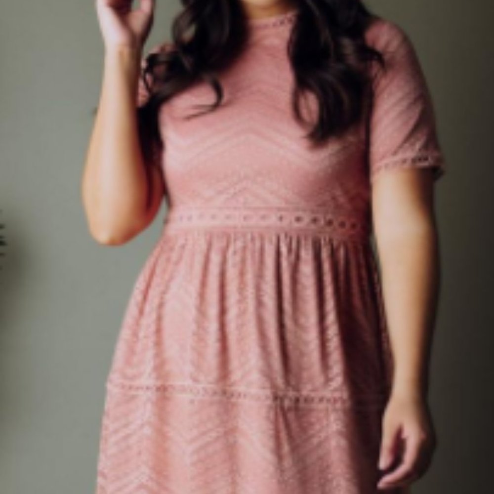 Baltic Born - Polagram - Phoebe Dusty Rose Lace Midi Dress - Size Medium